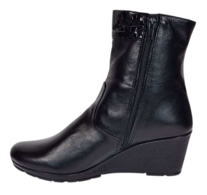 Ghete dama din piele naturala cu fermoar imblanite Negre MVS31N