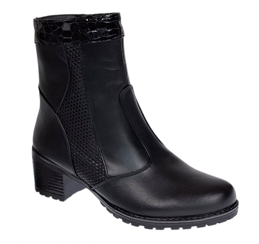Ghete dama din piele naturala de culoare neagra imblanite Aisha MVS31XN