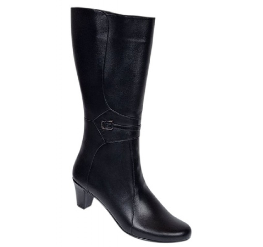 Cizme lungi dama din piele naturala, cu fermoar, negre, IMBLANITE - MVS33