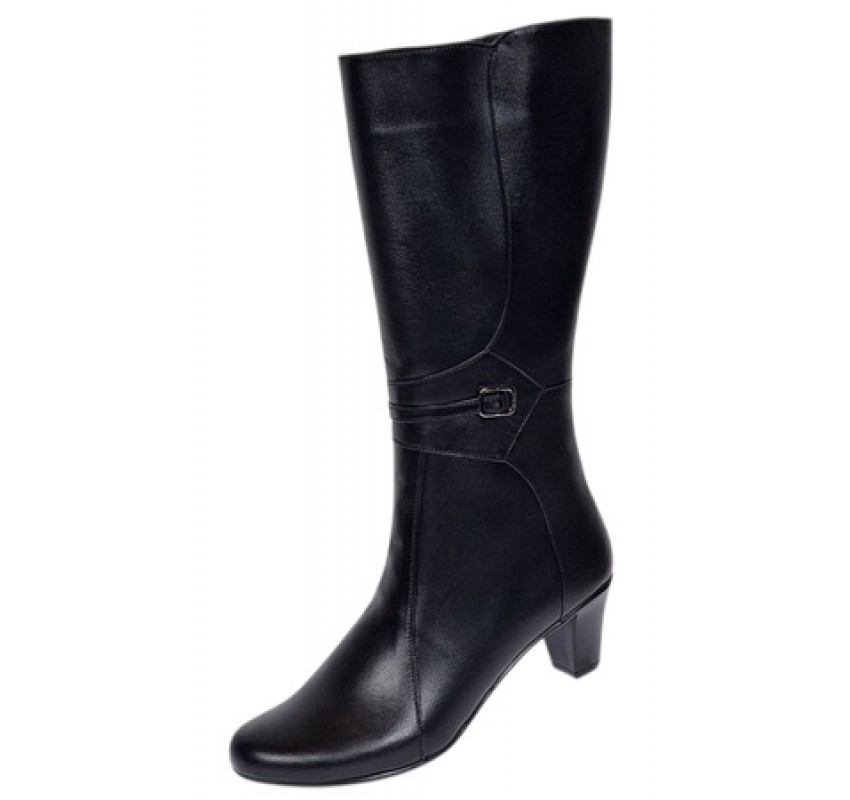 Cizme lungi dama din piele naturala, cu fermoar, negre, IMBLANITE - MVS33