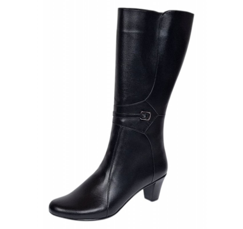 Cizme lungi dama din piele naturala, cu fermoar, negre, IMBLANITE - MVS33