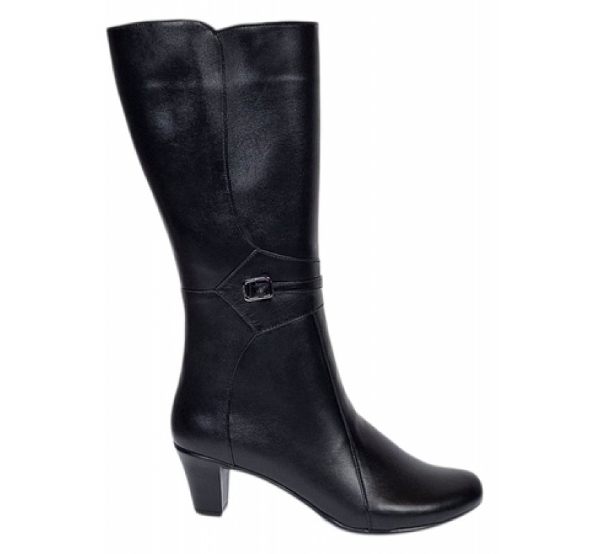 Cizme lungi dama din piele naturala, cu fermoar, negre, IMBLANITE - MVS33