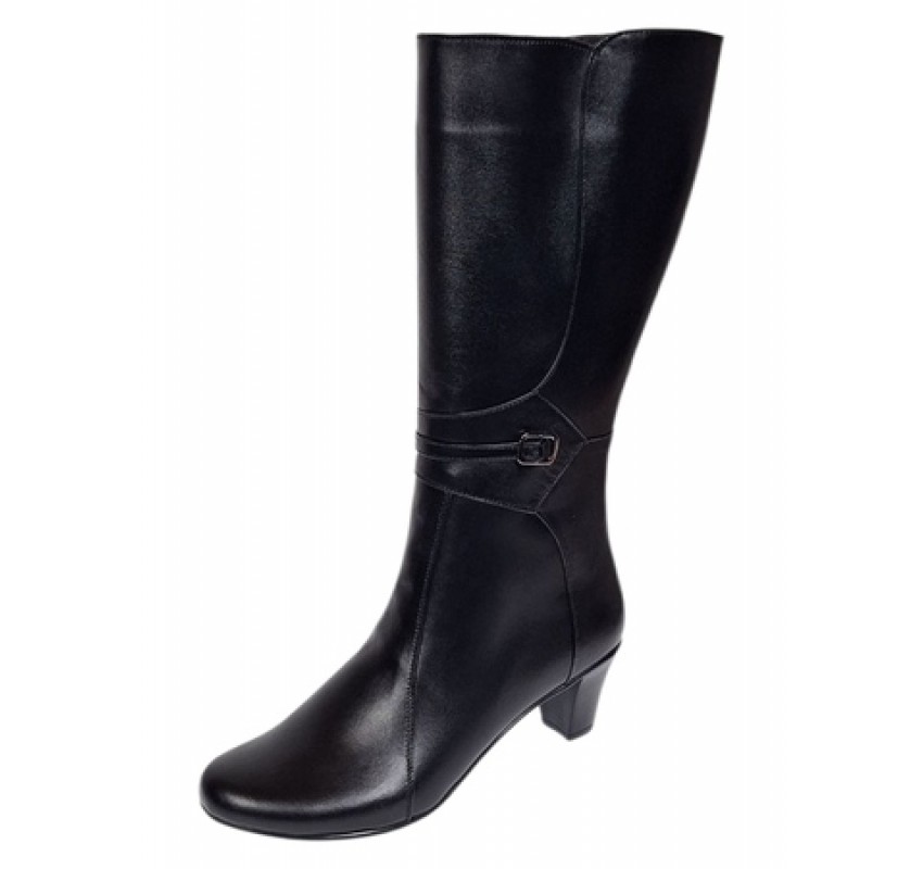 Cizme lungi dama din piele naturala, cu fermoar, negre, IMBLANITE - MVS33
