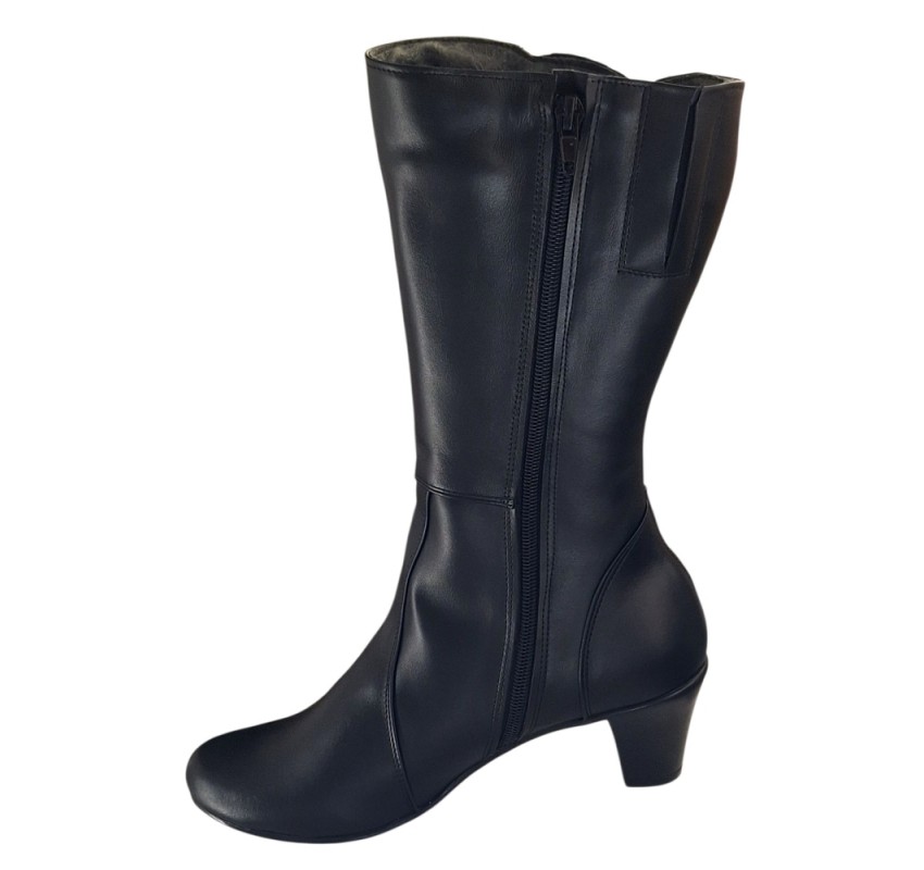 Cizme dama din piele naturala, cu fermoar, negre, IMBLANITE - 34CZM