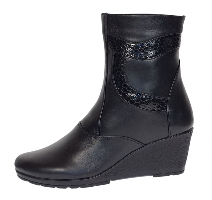 Ghete dama din piele naturala imblanite Orto Negre MVS34ORT