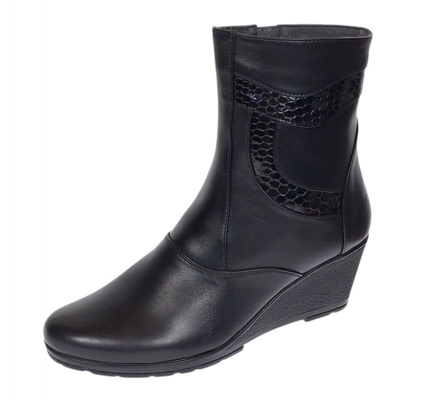 Ghete dama din piele naturala imblanite Orto Negre MVS34ORT