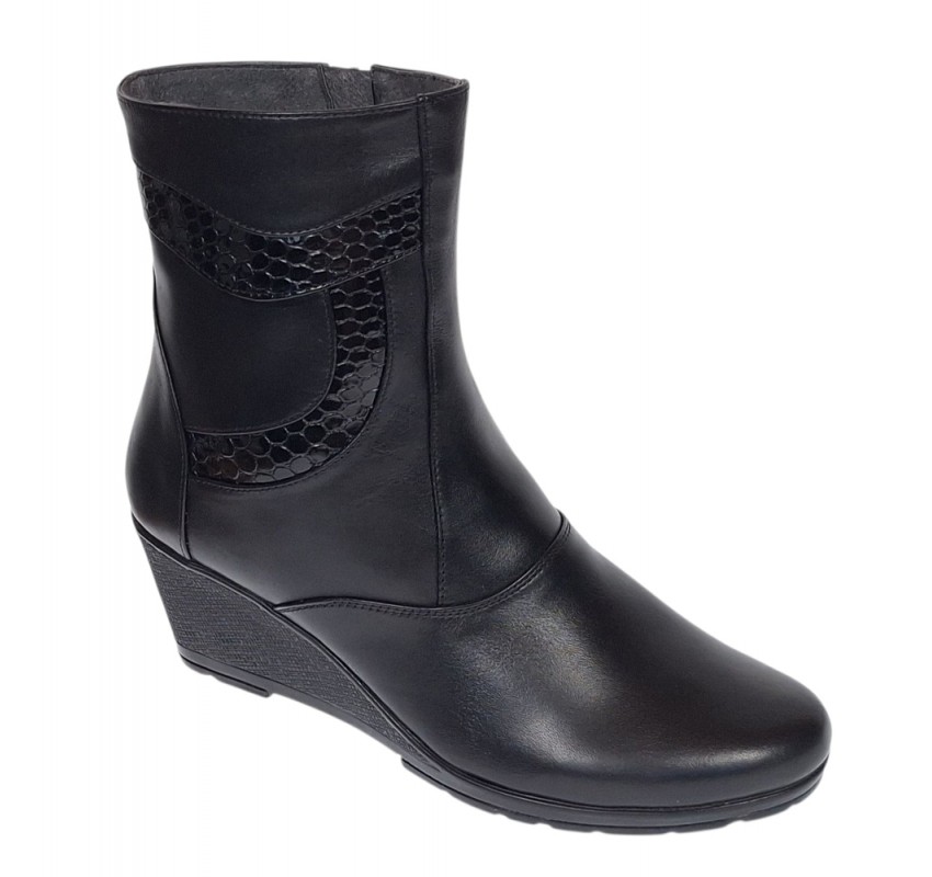 Ghete dama din piele naturala imblanite Orto Negre MVS34ORT