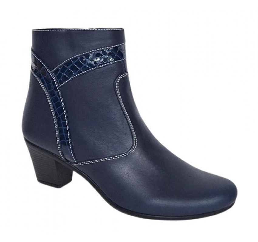 Ghetute dama din piele naturala, cu fermoar, bleumarin, MVS36BL