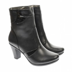 Ghete dama din piele naturala, cu fermoar, negre, IMBLANITE - MVS46N