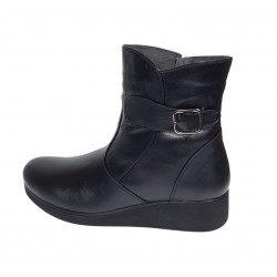 Ghete dama din piele naturala cu fermoar imblanite Orto Negru MVS50ORT