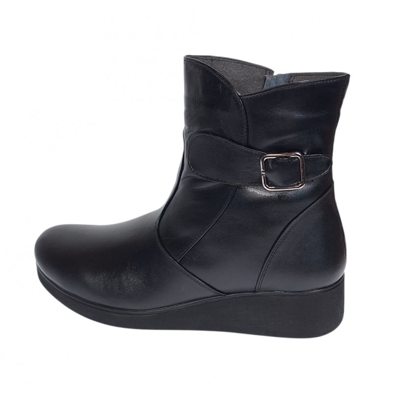 Ghete dama din piele naturala cu fermoar imblanite Orto Negru MVS50ORT