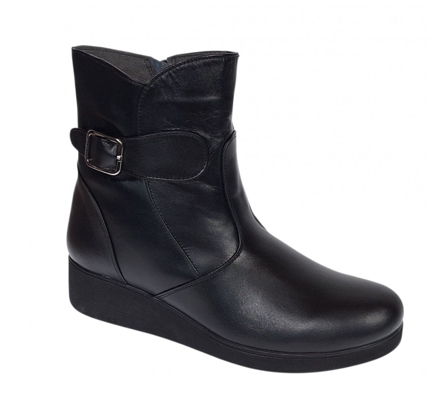 Ghete dama din piele naturala cu fermoar imblanite Orto Negru MVS50ORT
