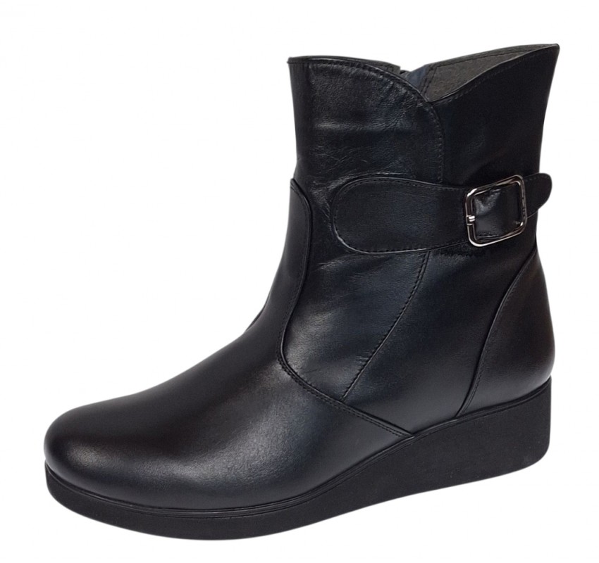 Ghete dama din piele naturala cu fermoar imblanite Orto Negru MVS50ORT