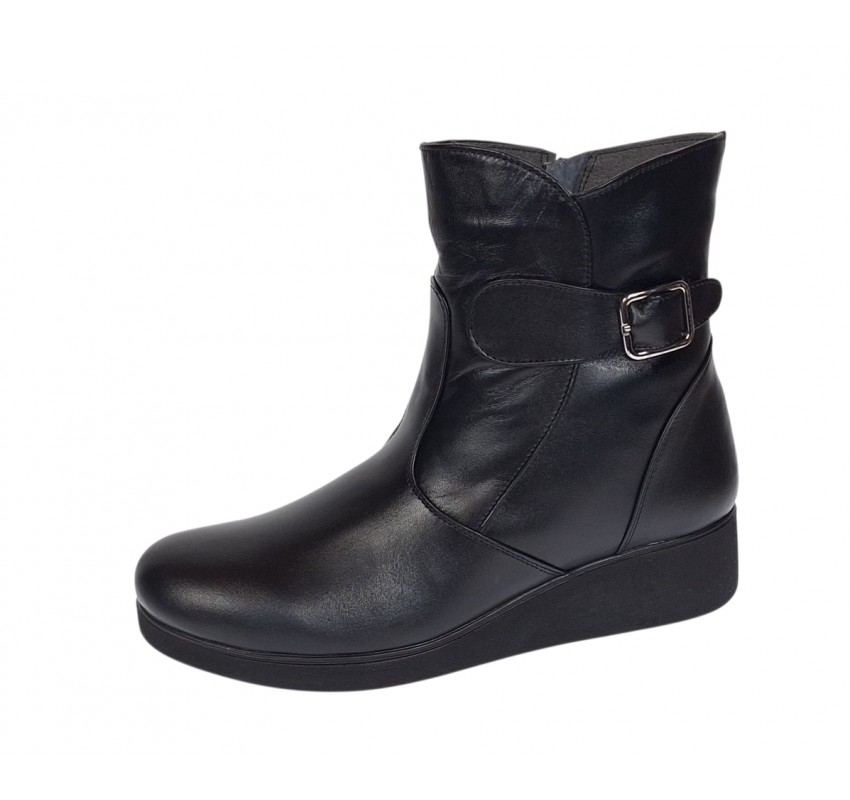 Ghete dama din piele naturala cu fermoar imblanite Orto Negru MVS50ORT