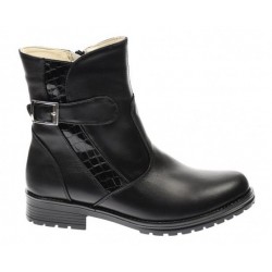 Ghete dama clasice din piele naturala, cu fermoar, negre, IMBLANITE - 51CR