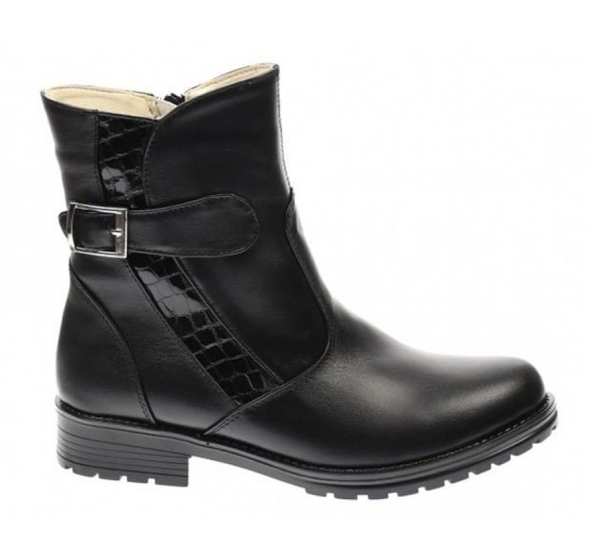 Ghete dama clasice din piele naturala, cu fermoar, negre, IMBLANITE - 51CR