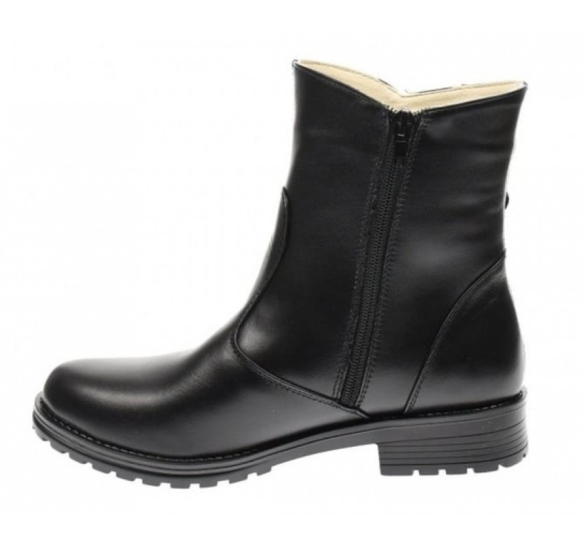 Ghete dama clasice din piele naturala, cu fermoar, negre, IMBLANITE - 51CR