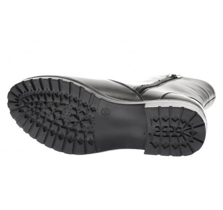 Ghete dama clasice din piele naturala, cu fermoar, negre, IMBLANITE - 51CR
