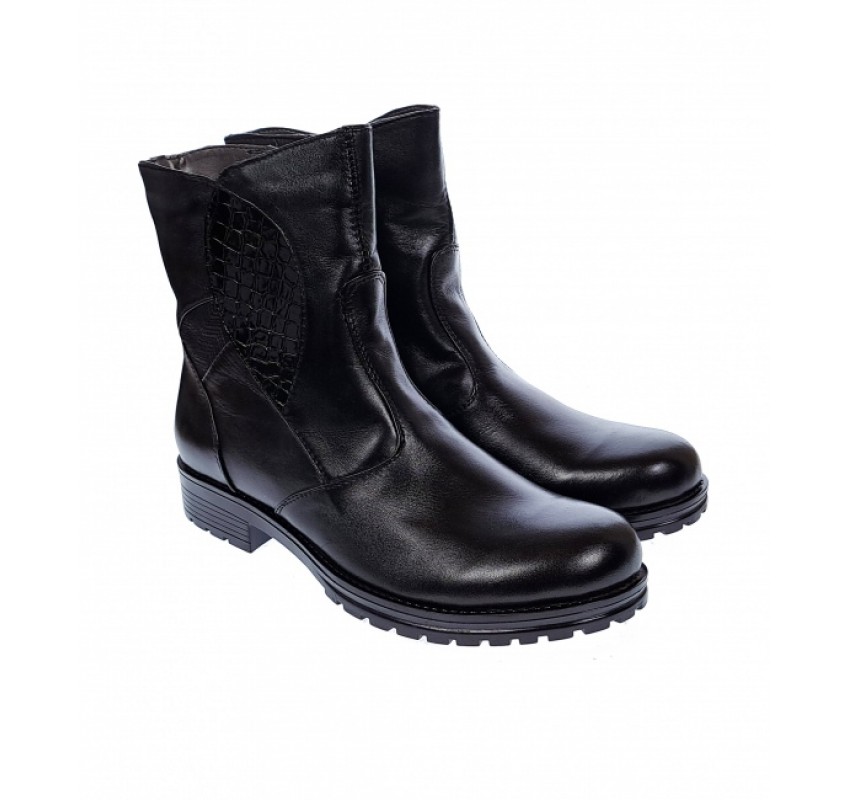 Ghete dama din piele naturala cu fermoar imblanite MVS55N