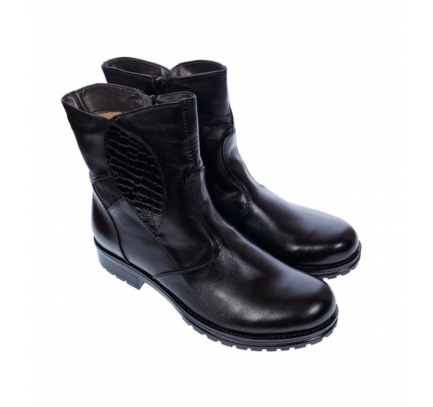 Ghete dama din piele naturala cu fermoar imblanite MVS55N