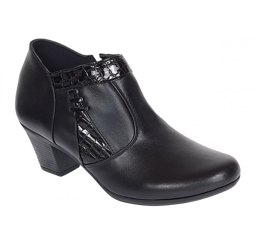 Botine dama din piele naturala cu fermoar - Model Lisa Negru 5BT