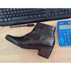 Ghetute dama din piele naturala Croco, cu fermoar, Toc de 5 cm, NEGRU - MVS63CRA