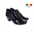 Botine dama din piele naturala Croco, Barete, Catarame argintii, Toc de 5 cm, NEGRU - MVS63CTCRN