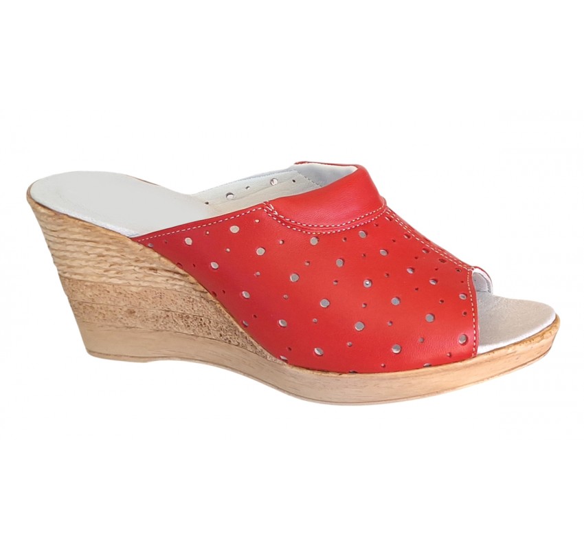 Papuci dama din piele naturala rosu - Model Clara MVS64R Papuci dama din piele naturala rosu - Model Clara MVS64R