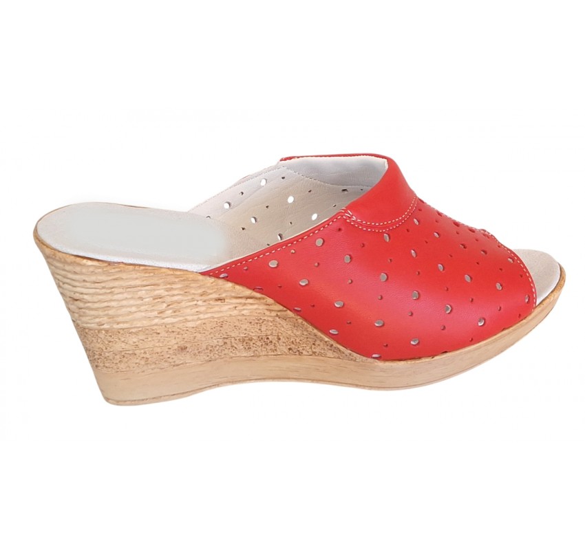 Papuci dama din piele naturala rosu - Model Clara MVS64R Papuci dama din piele naturala rosu - Model Clara MVS64R
