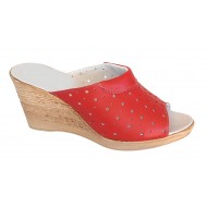 Papuci dama din piele naturala rosu - Model Clara MVS64R