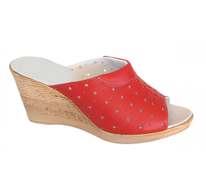 Papuci dama din piele naturala rosu - Model Clara MVS64R Papuci dama din piele naturala rosu - Model Clara MVS64R