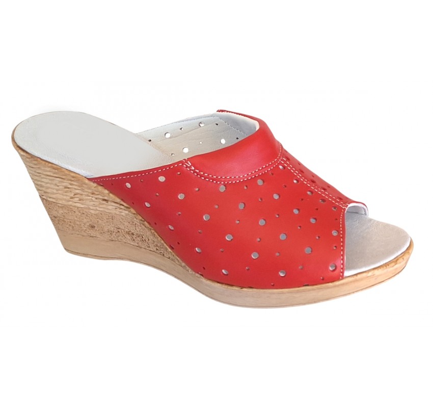 Papuci dama din piele naturala rosu - Model Clara MVS64R Papuci dama din piele naturala rosu - Model Clara MVS64R