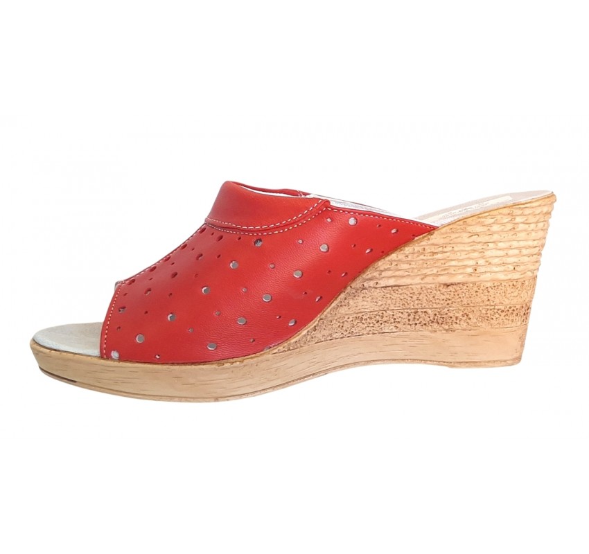 Papuci dama din piele naturala rosu - Model Clara MVS64R Papuci dama din piele naturala rosu - Model Clara MVS64R