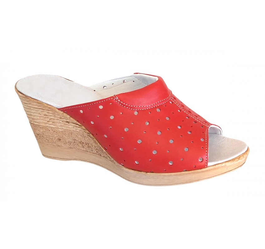 Papuci dama din piele naturala rosu - Model Clara MVS64R Papuci dama din piele naturala rosu - Model Clara MVS64R