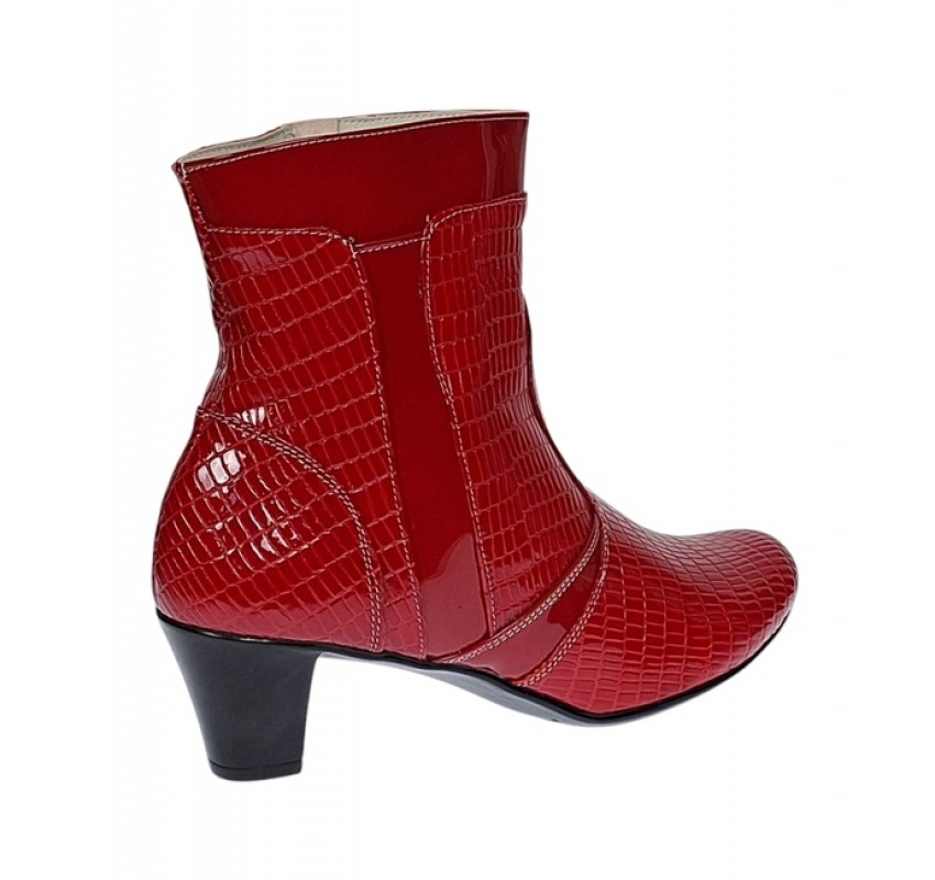 Ghete dama elegante din piele naturala cu fermoar, ghete rosii lacuite MVS65RED Ghete dama elegante din piele naturala cu fermoar, ghete rosii lacuite MVS65RED