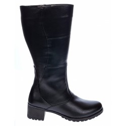 Cizme dama lungi din piele naturala, cu fermoar, negre, IMBLANITE - MVS6N