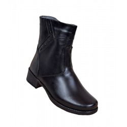 Ghete dama din piele naturala cu fermoar - Model negru imblanit 709N