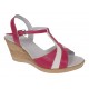 Sandale dama din piele naturala fucsia-alb cu platforma tip pana Roselia MVS71FCSA