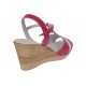 Sandale dama din piele naturala fucsia-alb cu platforma tip pana Roselia MVS71FCSA