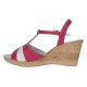 Sandale dama din piele naturala fucsia-alb cu platforma tip pana Roselia MVS71FCSA