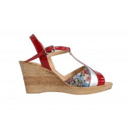 Sandale dama din piele naturala, cu platforme de 7 cm, Rosu, MVS71RLCOL