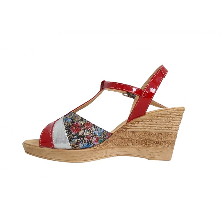 Sandale dama din piele naturala, cu platforme de 7 cm, Rosu, MVS71RLCOL