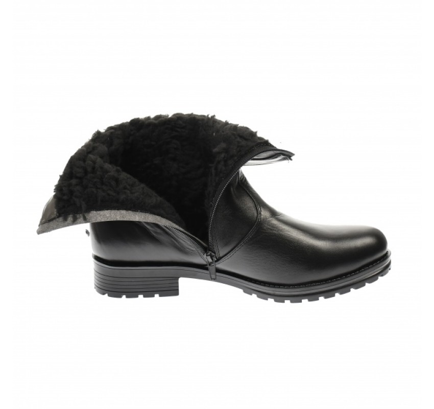 Ghete dama din piele naturala imblanite de culoare neagra MVS73N