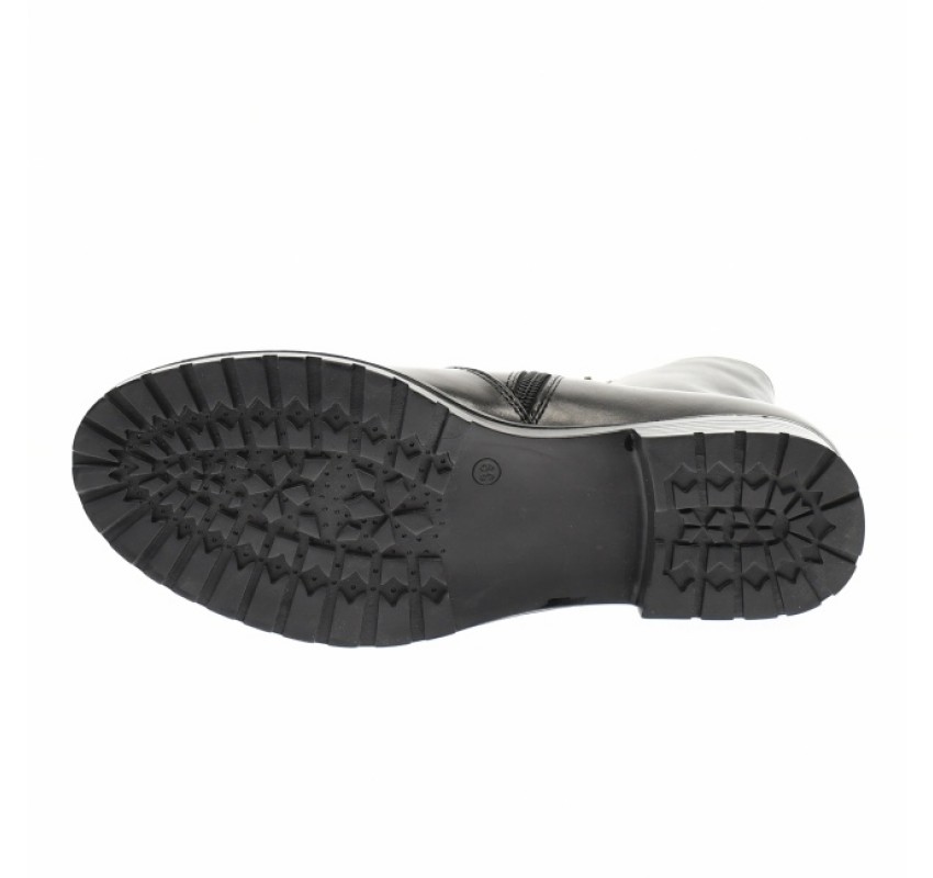 Ghete dama din piele naturala, cu fermoar, imblanite, negru, model MVS73N