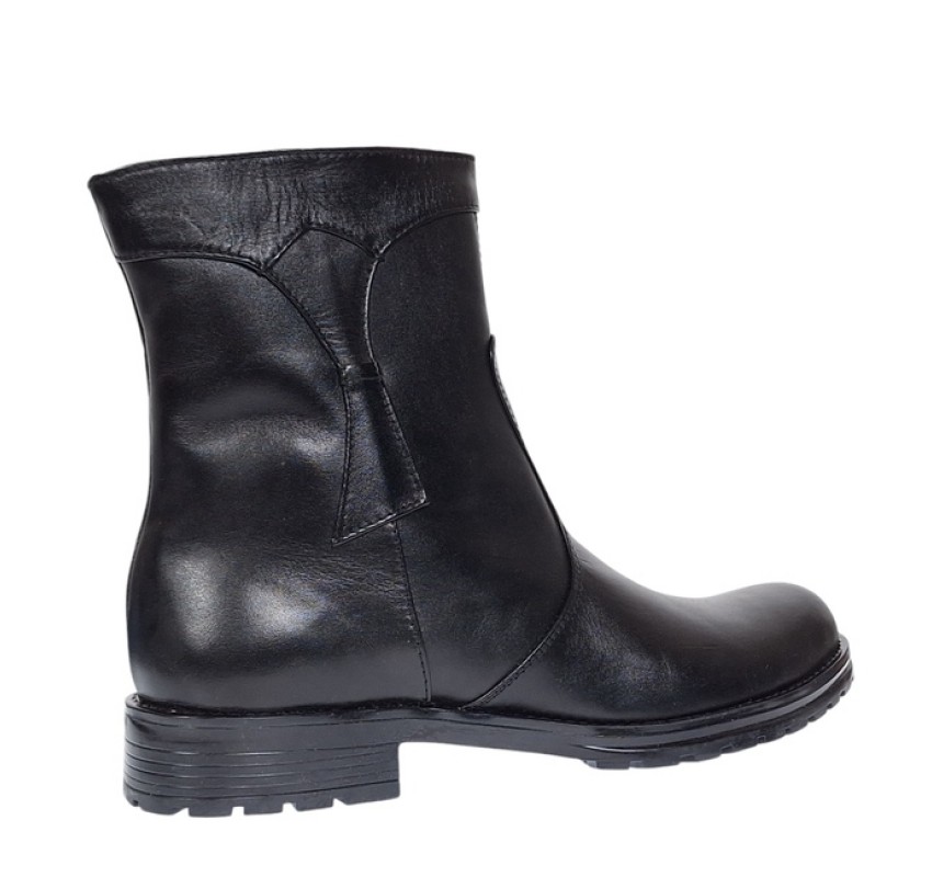 Ghete dama din piele naturala, cu fermoar, imblanite, negru, model MVS73N