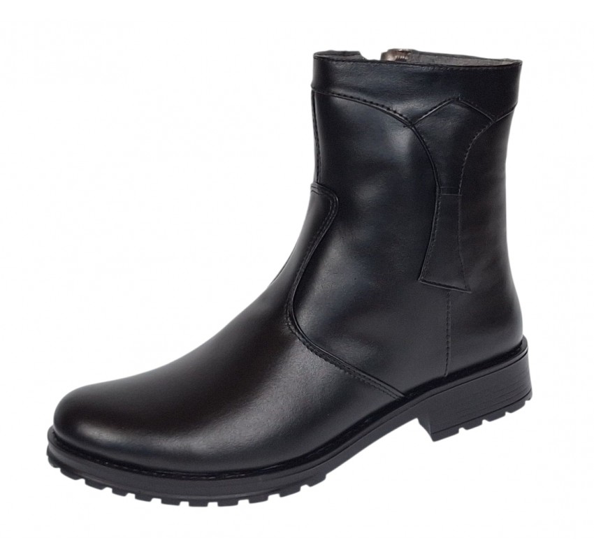 Ghete dama din piele naturala imblanite de culoare neagra MVS73N