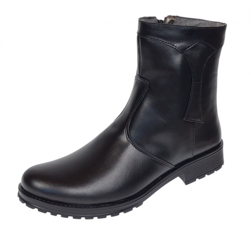 Ghete dama din piele naturala imblanite de culoare neagra MVS73N