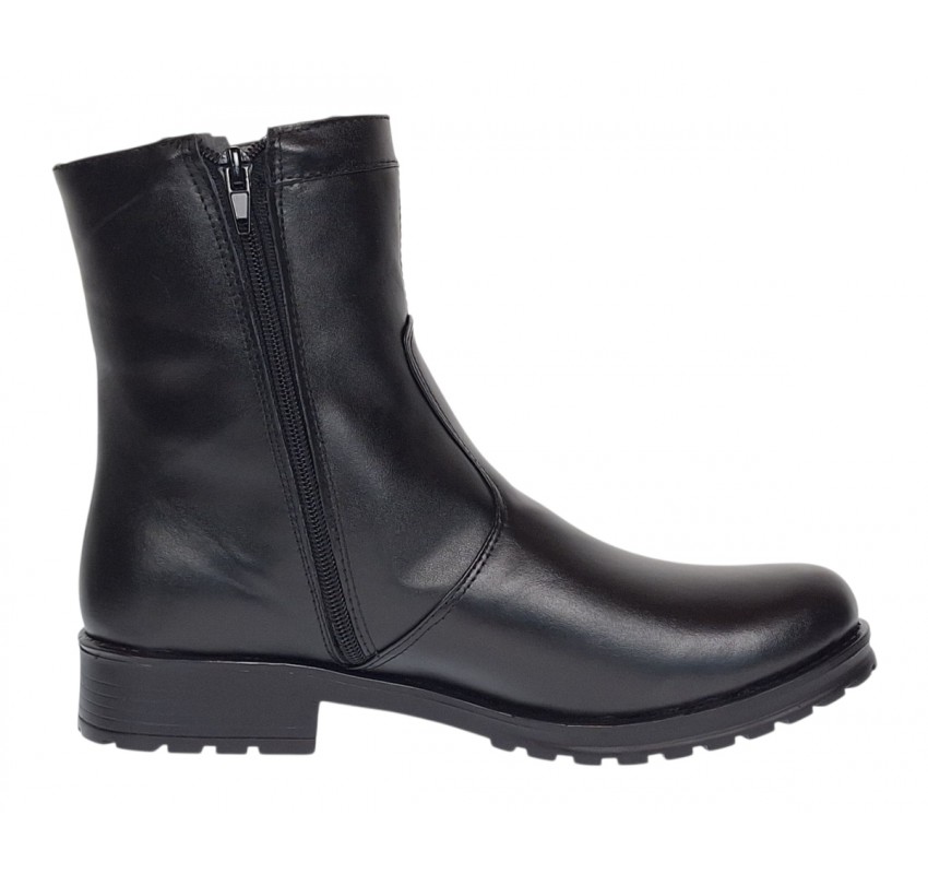 Ghete dama din piele naturala imblanite de culoare neagra MVS73N