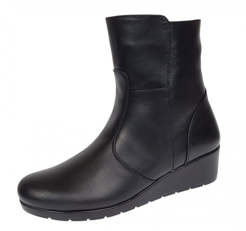 Ghete dama din piele naturala cu fermoar imblanite Orto Negre MVS77ORTO