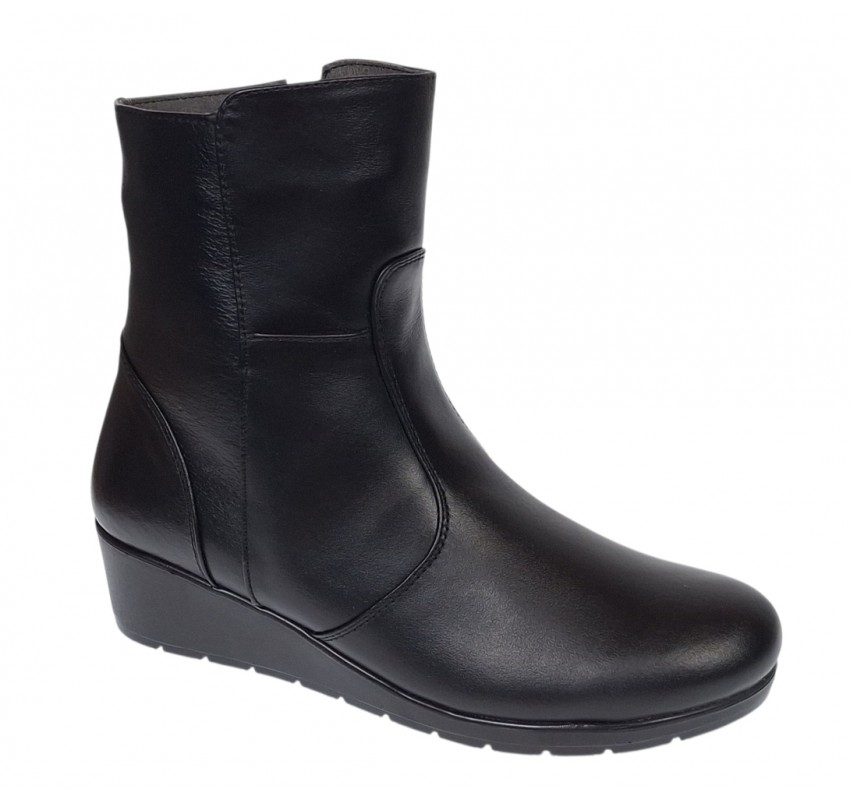 Ghete dama din piele naturala cu fermoar imblanite Orto Negre MVS77ORTO